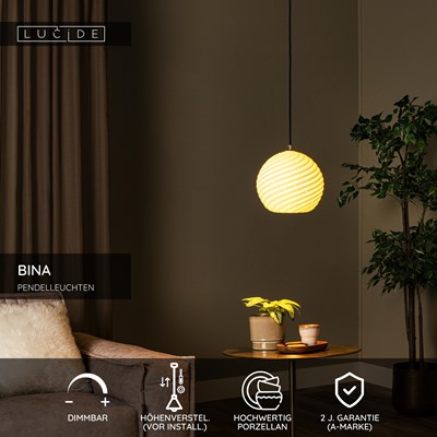 Lucide BINA - Pendelleuchten - Ø 25 cm - 1xE27 - Weiß